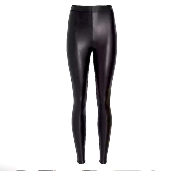 Express Black High-Waisted Faux Leather Leggings- Skinny cut- Y2K - Picture 1 of 4